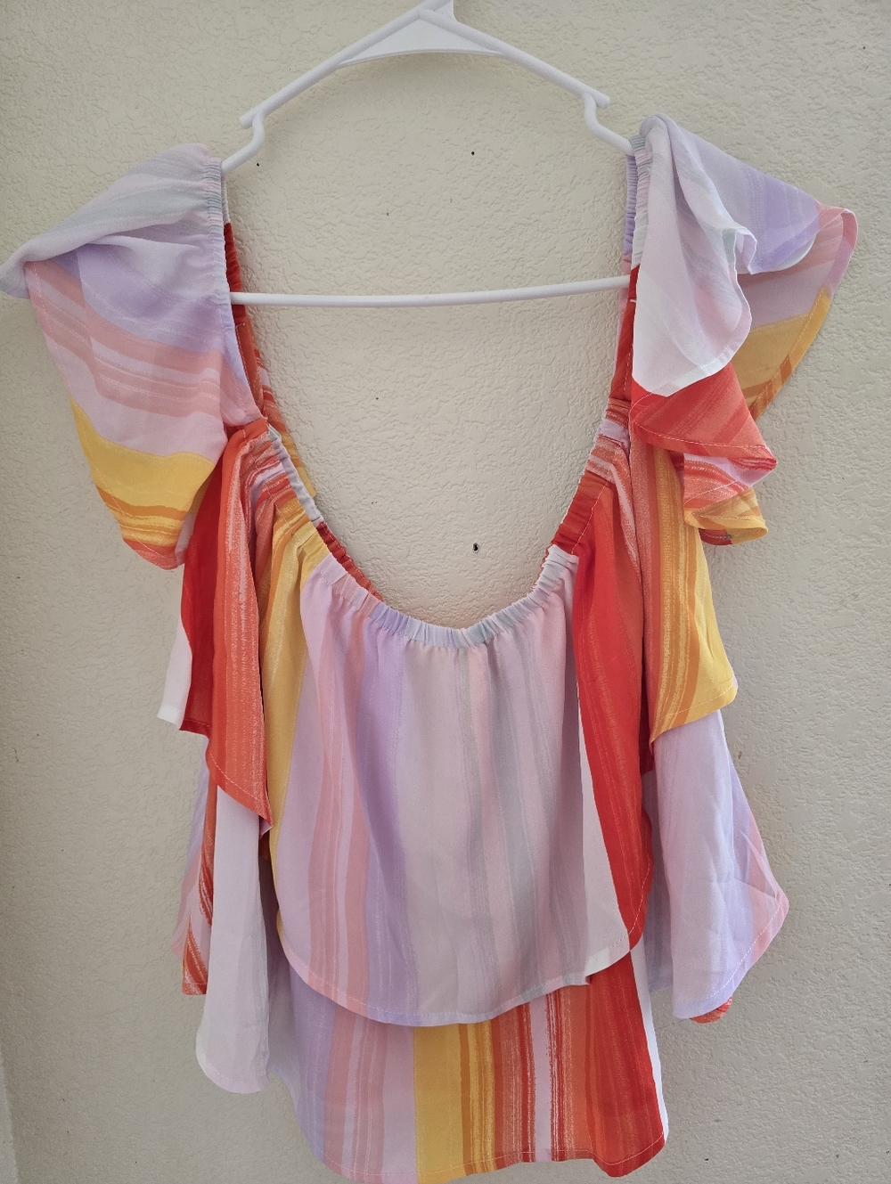 NWT BuddyLove Stripe Ruffle Off Shoulder Top S